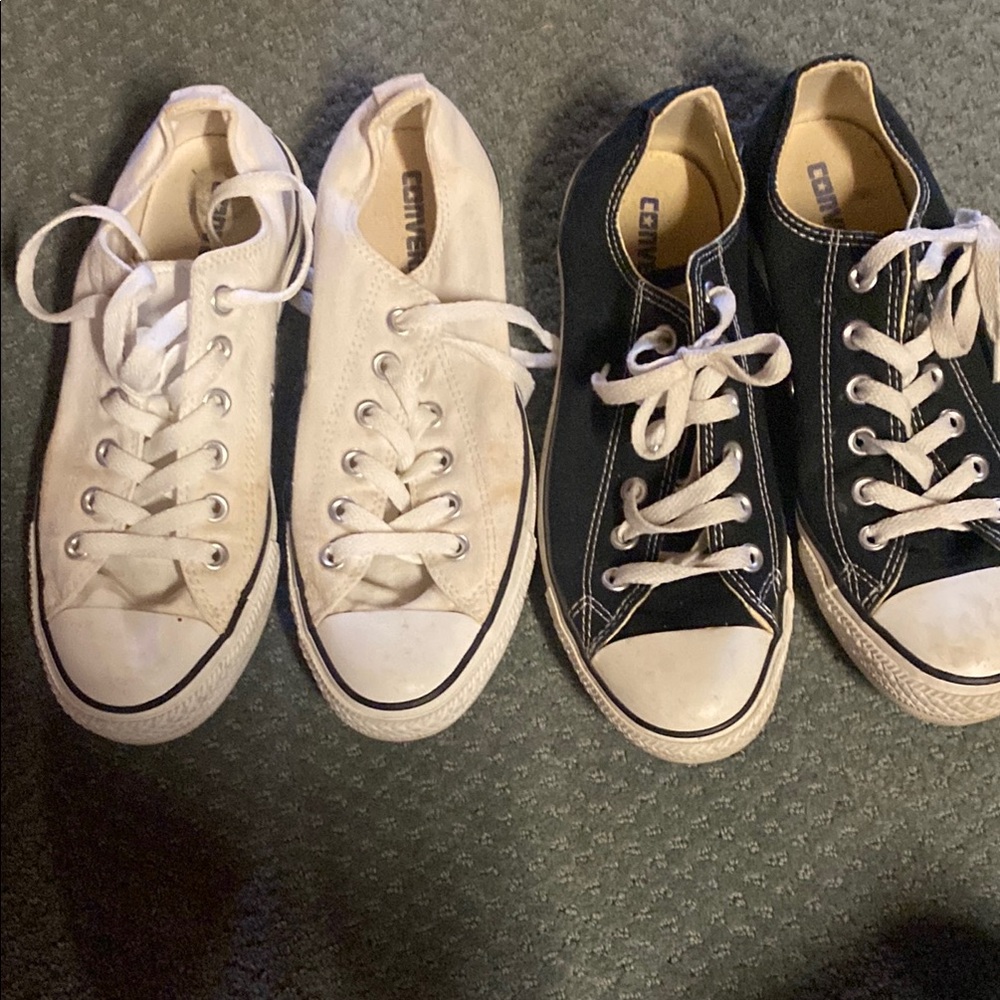 2 pair of size 8 women’s Converse Sneakers - Black and White
